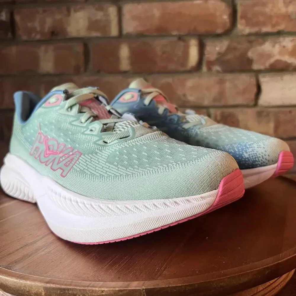 Hoka One One Mach 6 Womens 9.5 Jadeite Blue Cushioned Running Sneakers Shoes
